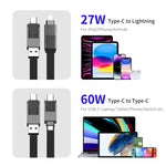 สายชาร์จและถ่ายโอนข้อมูลแม่เหล็กถักไนลอน ENKAY ENK-CB134 4-in-1 60W USB-A / Type-C เป็น 8 Pin / Type-C ยาว 0.15 ม. และ 1.2 ม.
