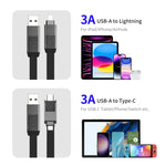 สายชาร์จและถ่ายโอนข้อมูลแม่เหล็กถักไนลอน ENKAY ENK-CB134 4-in-1 60W USB-A / Type-C เป็น 8 Pin / Type-C ยาว 0.15 ม. และ 1.2 ม.