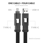 สายชาร์จและถ่ายโอนข้อมูลแม่เหล็กถักไนลอน ENKAY ENK-CB134 4-in-1 60W USB-A / Type-C เป็น 8 Pin / Type-C ยาว 0.15 ม. และ 1.2 ม.