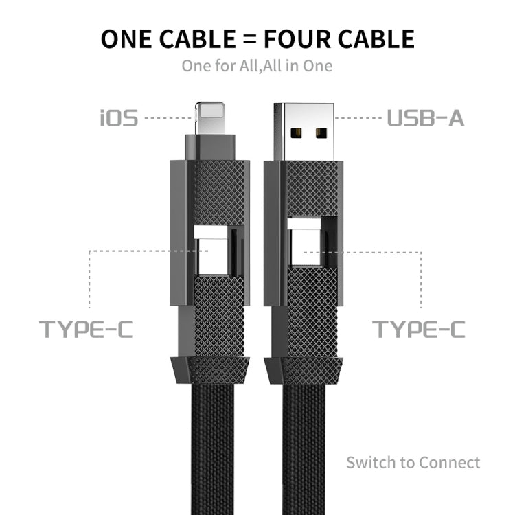 สายชาร์จและถ่ายโอนข้อมูลแม่เหล็กถักไนลอน ENKAY ENK-CB134 4-in-1 60W USB-A / Type-C เป็น 8 Pin / Type-C ยาว 0.15 ม. และ 1.2 ม.