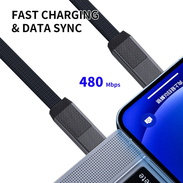 สายชาร์จและถ่ายโอนข้อมูลแม่เหล็กถักไนลอน ENKAY ENK-CB134 4-in-1 60W USB-A / Type-C เป็น 8 Pin / Type-C ยาว 0.15 ม. และ 1.2 ม.
