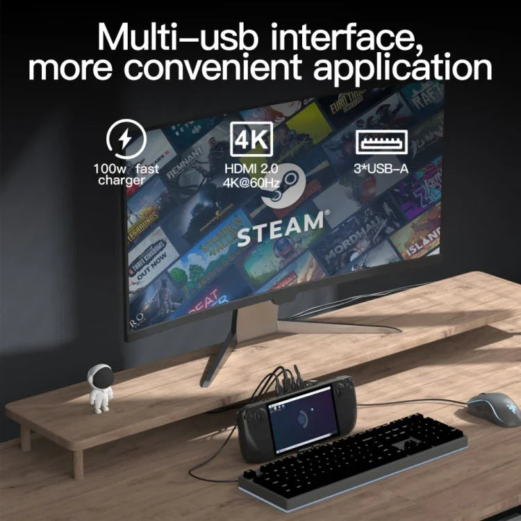 ฐานชาร์จแท่นวาง V266 5 in 1 สำหรับ Steam Deck รองรับ 4K/60Hz USB3.0, V266 5 in 1