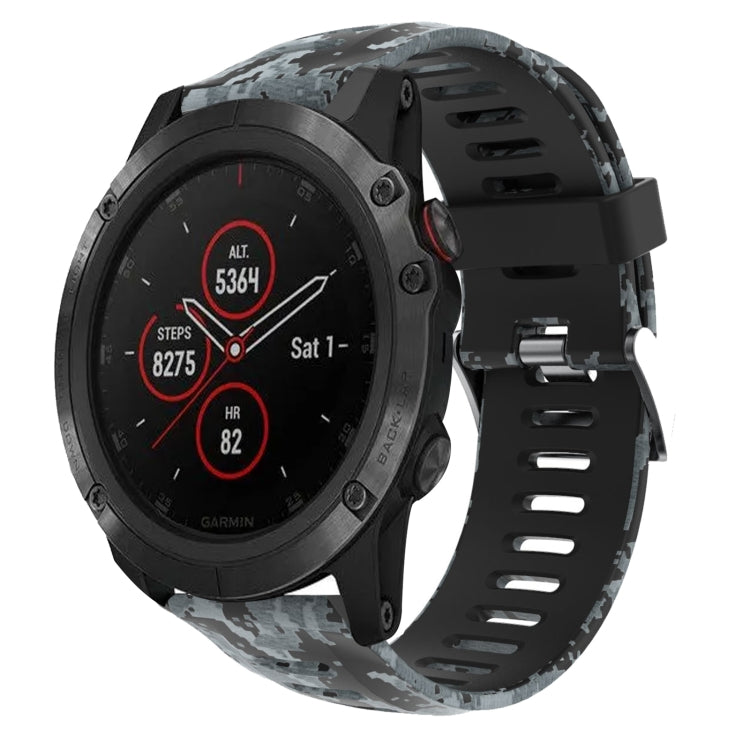 26mm Camouflage Printed Silicone Watch Band, For Garmin Enduro, For Garmin Fenix 6X, For Garmin Fenix 6X Pro, For Garmin Fenix 6X Sapphire, For Garmin Fenix 5X Sapphire, For Garmin Fenix 5X Plus, For Garmin Fenix 3, For Garmin Fenix 3 HR