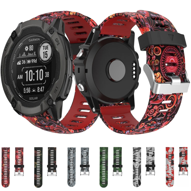 26mm Camouflage Printed Silicone Watch Band, For Garmin Fenix 3 Sapphire, For Garmin Descent MK 1, For Garmin Descent MK 2, For Garmin Descent MK 2i