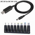 สายแปลงแรงดันไฟฟ้า USB จาก DC 5V เป็น DC 9V 12V พร้อมหม้อแปลงแรงดันไฟฟ้า 1A และตัวควบคุมพลังงาน พร้อมจอแสดงผล LED, DC 5V ถึง DC 9V 12V