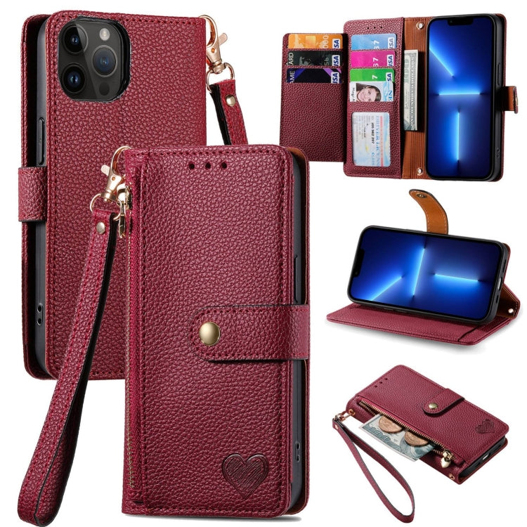 เคสโทรศัพท์หนังพร้อมซิปและสายคล้อง Love สำหรับ iPhone 14 Pro Max, สำหรับ iPhone 7 / 8 / SE 2022, สำหรับ iPhone 13 Pro Max, สำหรับ iPhone 13 Pro, สำหรับ iPhone 13, สำหรับ iPhone 12 / 12 Pro, สำหรับ iPhone 12 Pro Max, สำหรับ iPhone 11 Pro Max
