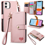 เคสโทรศัพท์หนังพร้อมซิปและสายคล้อง Love สำหรับ iPhone 11, สำหรับ iPhone 11 Pro, สำหรับ iPhone X / XS, สำหรับ iPhone XR, สำหรับ iPhone XS Max, สำหรับ iPhone 7 Plus / 8 Plus, สำหรับ iPhone 6 Plus / 6s Plus, สำหรับ iPhone 6 / 6s