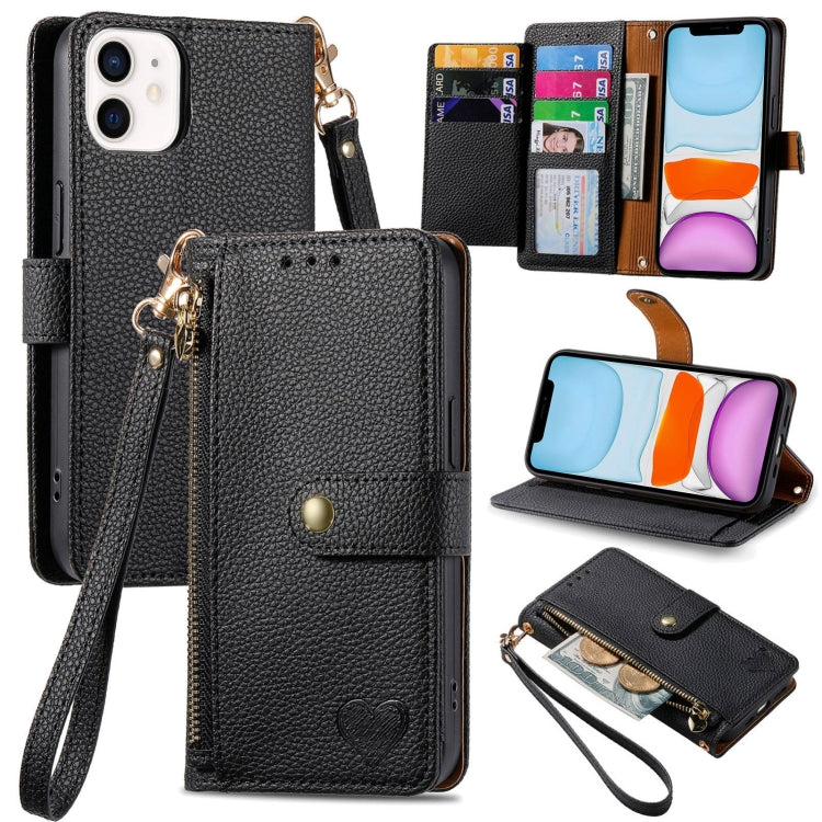 เคสโทรศัพท์หนังพร้อมซิปและสายคล้อง Love สำหรับ iPhone 11, สำหรับ iPhone 11 Pro, สำหรับ iPhone X / XS, สำหรับ iPhone XR, สำหรับ iPhone XS Max, สำหรับ iPhone 7 Plus / 8 Plus, สำหรับ iPhone 6 Plus / 6s Plus, สำหรับ iPhone 6 / 6s