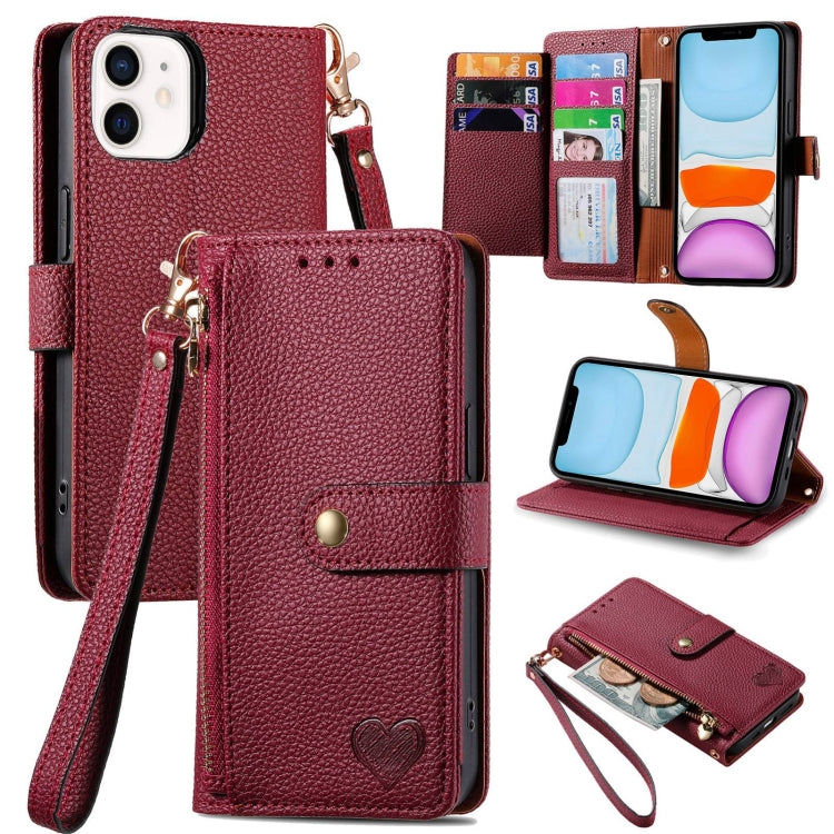 เคสโทรศัพท์หนังพร้อมซิปและสายคล้อง Love สำหรับ iPhone 11, สำหรับ iPhone 11 Pro, สำหรับ iPhone X / XS, สำหรับ iPhone XR, สำหรับ iPhone XS Max, สำหรับ iPhone 7 Plus / 8 Plus, สำหรับ iPhone 6 Plus / 6s Plus, สำหรับ iPhone 6 / 6s