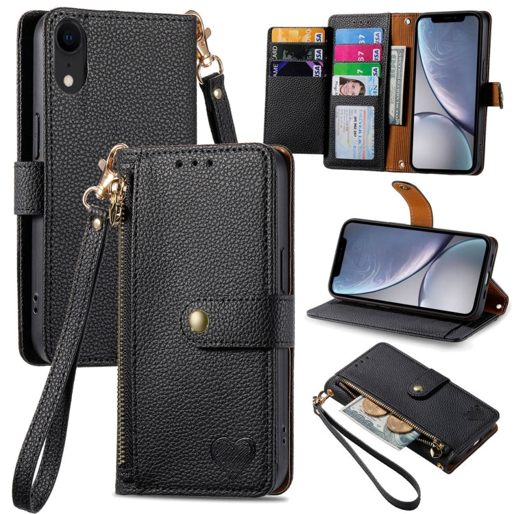 เคสโทรศัพท์หนังพร้อมซิปและสายคล้อง Love สำหรับ iPhone 11, สำหรับ iPhone 11 Pro, สำหรับ iPhone X / XS, สำหรับ iPhone XR, สำหรับ iPhone XS Max, สำหรับ iPhone 7 Plus / 8 Plus, สำหรับ iPhone 6 Plus / 6s Plus, สำหรับ iPhone 6 / 6s