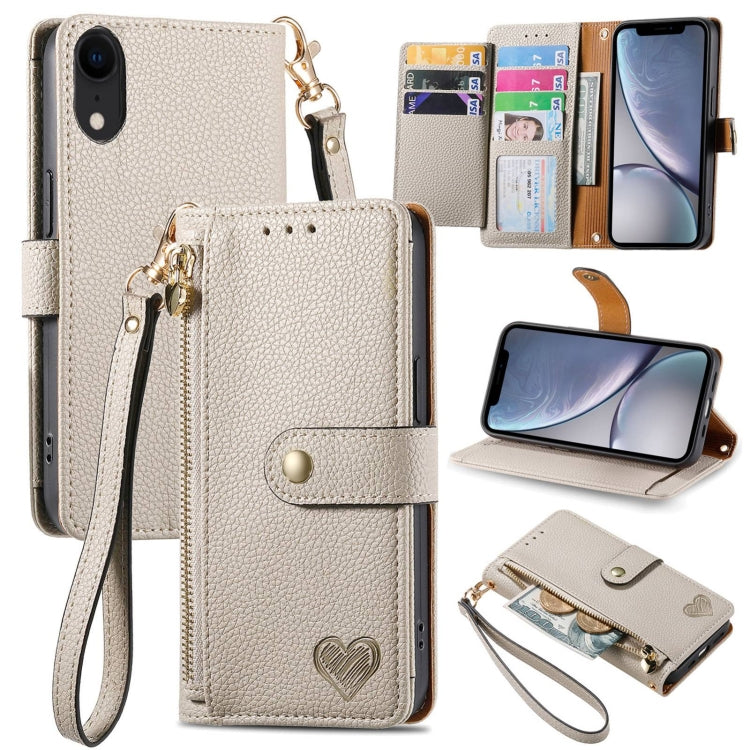 เคสโทรศัพท์หนังพร้อมซิปและสายคล้อง Love สำหรับ iPhone 11, สำหรับ iPhone 11 Pro, สำหรับ iPhone X / XS, สำหรับ iPhone XR, สำหรับ iPhone XS Max, สำหรับ iPhone 7 Plus / 8 Plus, สำหรับ iPhone 6 Plus / 6s Plus, สำหรับ iPhone 6 / 6s