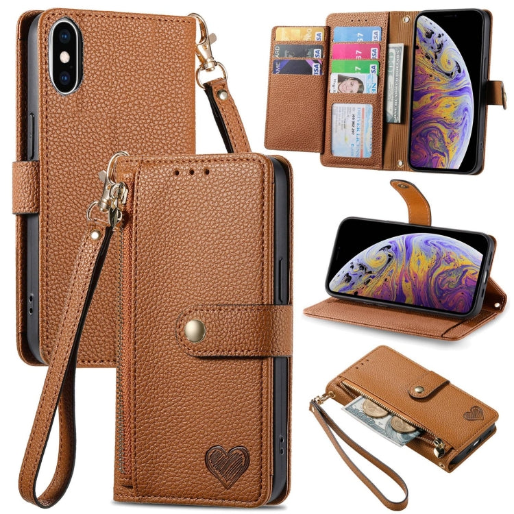 เคสโทรศัพท์หนังพร้อมซิปและสายคล้อง Love สำหรับ iPhone 11, สำหรับ iPhone 11 Pro, สำหรับ iPhone X / XS, สำหรับ iPhone XR, สำหรับ iPhone XS Max, สำหรับ iPhone 7 Plus / 8 Plus, สำหรับ iPhone 6 Plus / 6s Plus, สำหรับ iPhone 6 / 6s