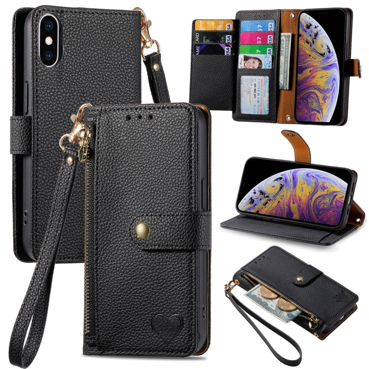 เคสโทรศัพท์หนังพร้อมซิปและสายคล้อง Love สำหรับ iPhone 11, สำหรับ iPhone 11 Pro, สำหรับ iPhone X / XS, สำหรับ iPhone XR, สำหรับ iPhone XS Max, สำหรับ iPhone 7 Plus / 8 Plus, สำหรับ iPhone 6 Plus / 6s Plus, สำหรับ iPhone 6 / 6s