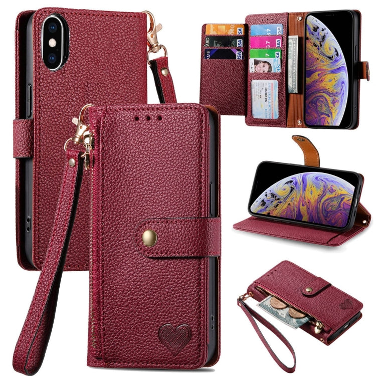 เคสโทรศัพท์หนังพร้อมซิปและสายคล้อง Love สำหรับ iPhone 11, สำหรับ iPhone 11 Pro, สำหรับ iPhone X / XS, สำหรับ iPhone XR, สำหรับ iPhone XS Max, สำหรับ iPhone 7 Plus / 8 Plus, สำหรับ iPhone 6 Plus / 6s Plus, สำหรับ iPhone 6 / 6s