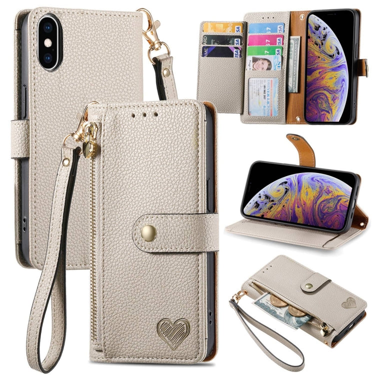 เคสโทรศัพท์หนังพร้อมซิปและสายคล้อง Love สำหรับ iPhone 11, สำหรับ iPhone 11 Pro, สำหรับ iPhone X / XS, สำหรับ iPhone XR, สำหรับ iPhone XS Max, สำหรับ iPhone 7 Plus / 8 Plus, สำหรับ iPhone 6 Plus / 6s Plus, สำหรับ iPhone 6 / 6s