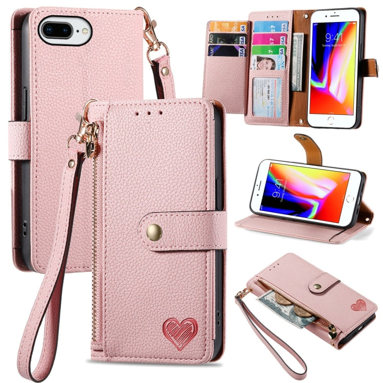 เคสโทรศัพท์หนังพร้อมซิปและสายคล้อง Love สำหรับ iPhone 11, สำหรับ iPhone 11 Pro, สำหรับ iPhone X / XS, สำหรับ iPhone XR, สำหรับ iPhone XS Max, สำหรับ iPhone 7 Plus / 8 Plus, สำหรับ iPhone 6 Plus / 6s Plus, สำหรับ iPhone 6 / 6s