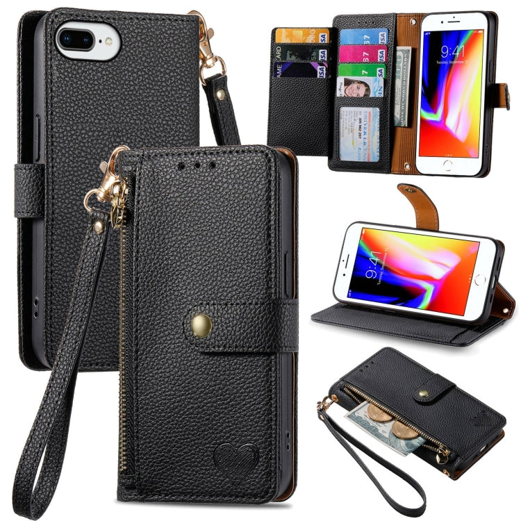 เคสโทรศัพท์หนังพร้อมซิปและสายคล้อง Love สำหรับ iPhone 11, สำหรับ iPhone 11 Pro, สำหรับ iPhone X / XS, สำหรับ iPhone XR, สำหรับ iPhone XS Max, สำหรับ iPhone 7 Plus / 8 Plus, สำหรับ iPhone 6 Plus / 6s Plus, สำหรับ iPhone 6 / 6s
