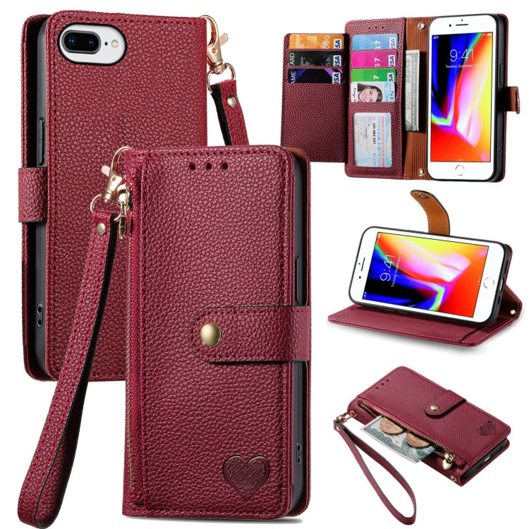 เคสโทรศัพท์หนังพร้อมซิปและสายคล้อง Love สำหรับ iPhone 11, สำหรับ iPhone 11 Pro, สำหรับ iPhone X / XS, สำหรับ iPhone XR, สำหรับ iPhone XS Max, สำหรับ iPhone 7 Plus / 8 Plus, สำหรับ iPhone 6 Plus / 6s Plus, สำหรับ iPhone 6 / 6s