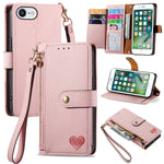 เคสโทรศัพท์หนังพร้อมซิปและสายคล้อง Love สำหรับ iPhone 11, สำหรับ iPhone 11 Pro, สำหรับ iPhone X / XS, สำหรับ iPhone XR, สำหรับ iPhone XS Max, สำหรับ iPhone 7 Plus / 8 Plus, สำหรับ iPhone 6 Plus / 6s Plus, สำหรับ iPhone 6 / 6s