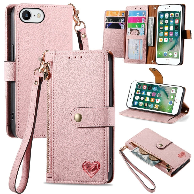 เคสโทรศัพท์หนังพร้อมซิปและสายคล้อง Love สำหรับ iPhone 11, สำหรับ iPhone 11 Pro, สำหรับ iPhone X / XS, สำหรับ iPhone XR, สำหรับ iPhone XS Max, สำหรับ iPhone 7 Plus / 8 Plus, สำหรับ iPhone 6 Plus / 6s Plus, สำหรับ iPhone 6 / 6s