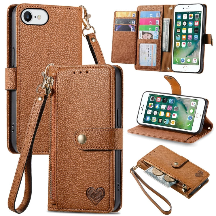 เคสโทรศัพท์หนังพร้อมซิปและสายคล้อง Love สำหรับ iPhone 11, สำหรับ iPhone 11 Pro, สำหรับ iPhone X / XS, สำหรับ iPhone XR, สำหรับ iPhone XS Max, สำหรับ iPhone 7 Plus / 8 Plus, สำหรับ iPhone 6 Plus / 6s Plus, สำหรับ iPhone 6 / 6s