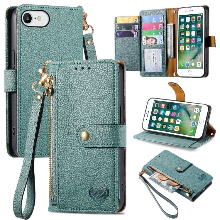 เคสโทรศัพท์หนังพร้อมซิปและสายคล้อง Love สำหรับ iPhone 11, สำหรับ iPhone 11 Pro, สำหรับ iPhone X / XS, สำหรับ iPhone XR, สำหรับ iPhone XS Max, สำหรับ iPhone 7 Plus / 8 Plus, สำหรับ iPhone 6 Plus / 6s Plus, สำหรับ iPhone 6 / 6s