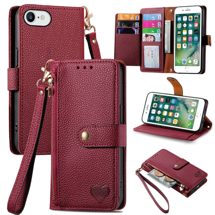 เคสโทรศัพท์หนังพร้อมซิปและสายคล้อง Love สำหรับ iPhone 11, สำหรับ iPhone 11 Pro, สำหรับ iPhone X / XS, สำหรับ iPhone XR, สำหรับ iPhone XS Max, สำหรับ iPhone 7 Plus / 8 Plus, สำหรับ iPhone 6 Plus / 6s Plus, สำหรับ iPhone 6 / 6s