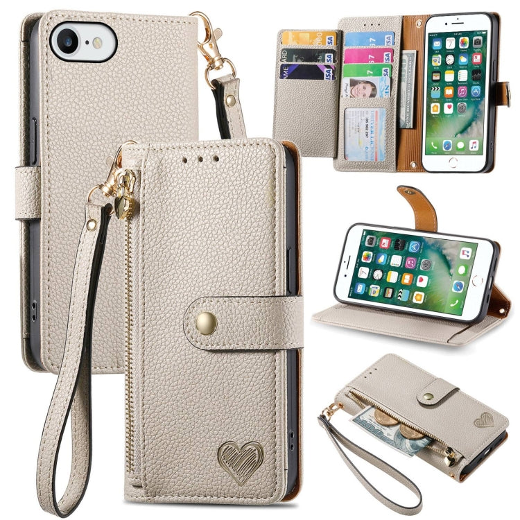 เคสโทรศัพท์หนังพร้อมซิปและสายคล้อง Love สำหรับ iPhone 11, สำหรับ iPhone 11 Pro, สำหรับ iPhone X / XS, สำหรับ iPhone XR, สำหรับ iPhone XS Max, สำหรับ iPhone 7 Plus / 8 Plus, สำหรับ iPhone 6 Plus / 6s Plus, สำหรับ iPhone 6 / 6s