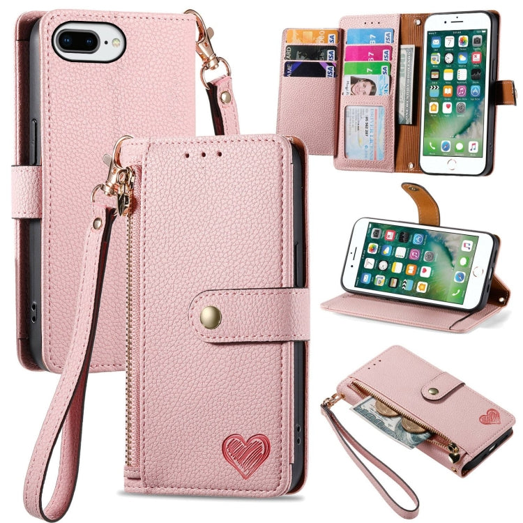 เคสโทรศัพท์หนังพร้อมซิปและสายคล้อง Love สำหรับ iPhone 11, สำหรับ iPhone 11 Pro, สำหรับ iPhone X / XS, สำหรับ iPhone XR, สำหรับ iPhone XS Max, สำหรับ iPhone 7 Plus / 8 Plus, สำหรับ iPhone 6 Plus / 6s Plus, สำหรับ iPhone 6 / 6s