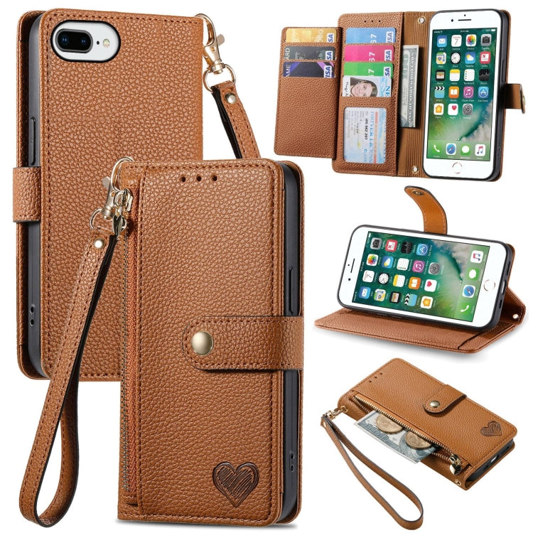 เคสโทรศัพท์หนังพร้อมซิปและสายคล้อง Love สำหรับ iPhone 11, สำหรับ iPhone 11 Pro, สำหรับ iPhone X / XS, สำหรับ iPhone XR, สำหรับ iPhone XS Max, สำหรับ iPhone 7 Plus / 8 Plus, สำหรับ iPhone 6 Plus / 6s Plus, สำหรับ iPhone 6 / 6s