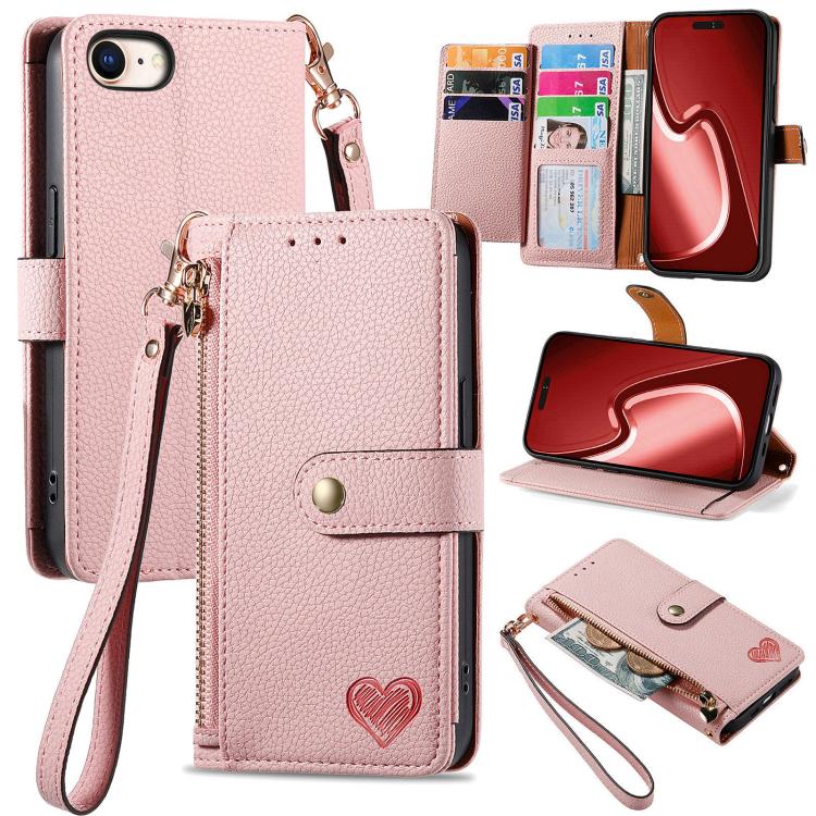 ซองโทรศัพท์หนังพร้อมสายคล้องคอรูปหัวใจซิป สำหรับ iPhone 17e / 16e, สำหรับ iPhone 17 Pro Max, สำหรับ iPhone 17 Pro, สำหรับ iPhone 17, สำหรับ iPhone Air, สำหรับ iPhone 16 Pro Max, สำหรับ iPhone 16 Pro, สำหรับ iPhone 16 Plus