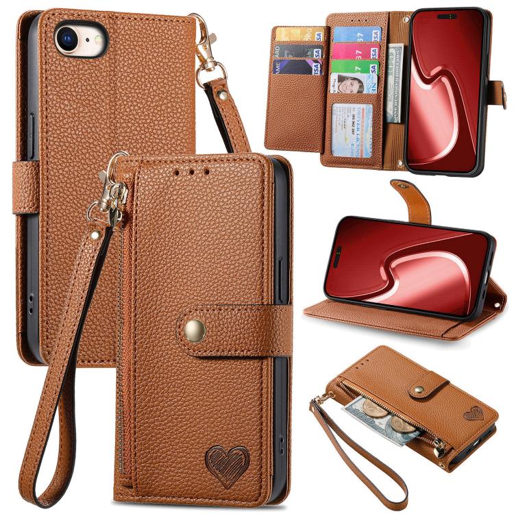 ซองโทรศัพท์หนังพร้อมสายคล้องคอรูปหัวใจซิป สำหรับ iPhone 17e / 16e, สำหรับ iPhone 17 Pro Max, สำหรับ iPhone 17 Pro, สำหรับ iPhone 17, สำหรับ iPhone Air, สำหรับ iPhone 16 Pro Max, สำหรับ iPhone 16 Pro, สำหรับ iPhone 16 Plus