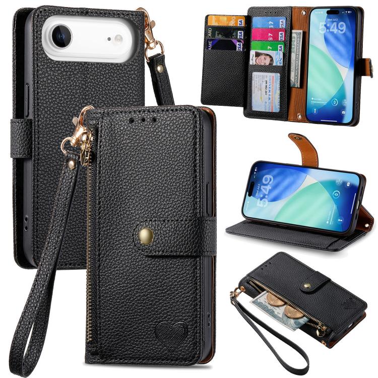 ซองโทรศัพท์หนังพร้อมสายคล้องคอรูปหัวใจซิป สำหรับ iPhone 17e / 16e, สำหรับ iPhone 17 Pro Max, สำหรับ iPhone 17 Pro, สำหรับ iPhone 17, สำหรับ iPhone Air, สำหรับ iPhone 16 Pro Max, สำหรับ iPhone 16 Pro, สำหรับ iPhone 16 Plus
