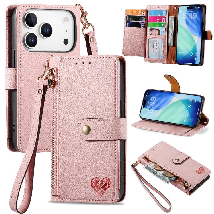 ซองโทรศัพท์หนังพร้อมสายคล้องคอรูปหัวใจซิป สำหรับ iPhone 17e / 16e, สำหรับ iPhone 17 Pro Max, สำหรับ iPhone 17 Pro, สำหรับ iPhone 17, สำหรับ iPhone Air, สำหรับ iPhone 16 Pro Max, สำหรับ iPhone 16 Pro, สำหรับ iPhone 16 Plus