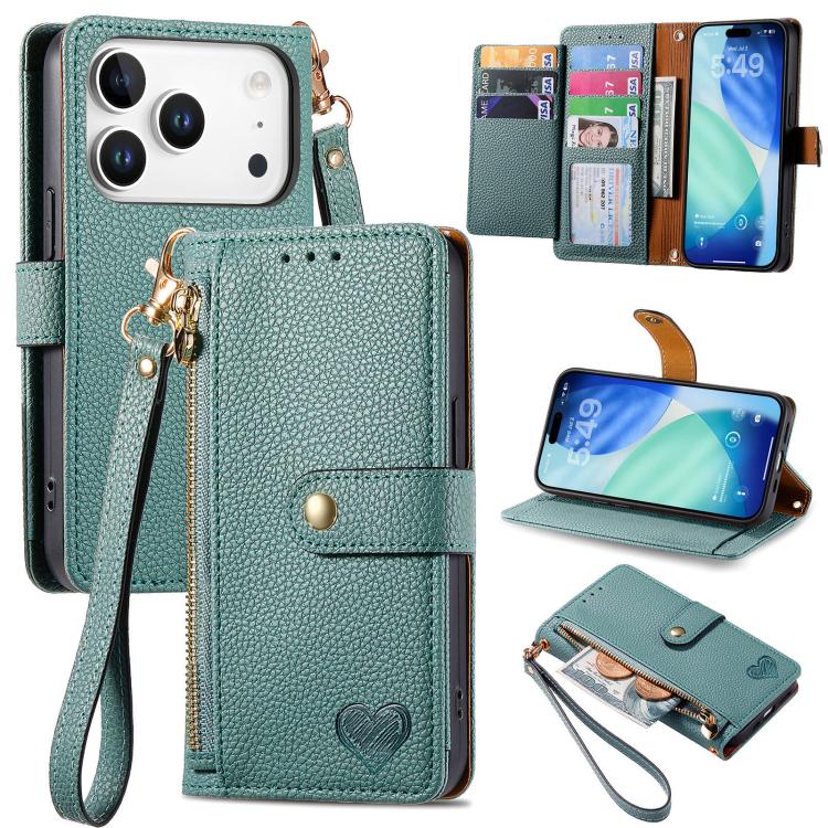 ซองโทรศัพท์หนังพร้อมสายคล้องคอรูปหัวใจซิป สำหรับ iPhone 17e / 16e, สำหรับ iPhone 17 Pro Max, สำหรับ iPhone 17 Pro, สำหรับ iPhone 17, สำหรับ iPhone Air, สำหรับ iPhone 16 Pro Max, สำหรับ iPhone 16 Pro, สำหรับ iPhone 16 Plus