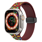 สายนาฬิกาซิลิโคนจุดสายรุ้งแม่เหล็กหัวเข็มขัดสีดำ สำหรับ Apple Watch 38mm