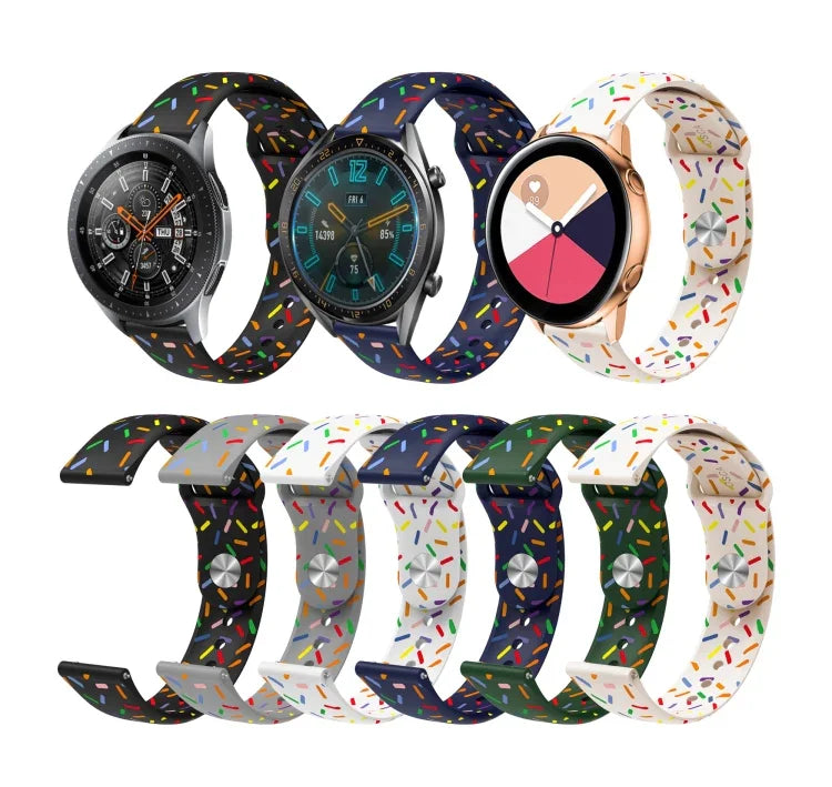 สายรัดนาฬิกาซิลิโคนลายจุดสีรุ้งสำหรับกีฬา พร้อมหัวเข็มขัด สำหรับ Samsung Galaxy Watch 4 ขนาด 40 มม. / 44 มม. และ Samsung Galaxy Watch 4 Classic ขนาด 42 มม. / 46 มม.