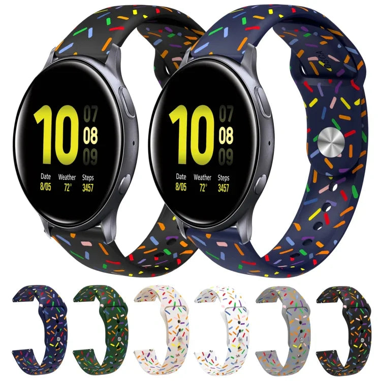 สายรัดนาฬิกาซิลิโคนลายจุดสีรุ้งสำหรับกีฬา พร้อมหัวเข็มขัด สำหรับ Samsung Galaxy Watch 4 ขนาด 40 มม. / 44 มม. และ Samsung Galaxy Watch 4 Classic ขนาด 42 มม. / 46 มม.