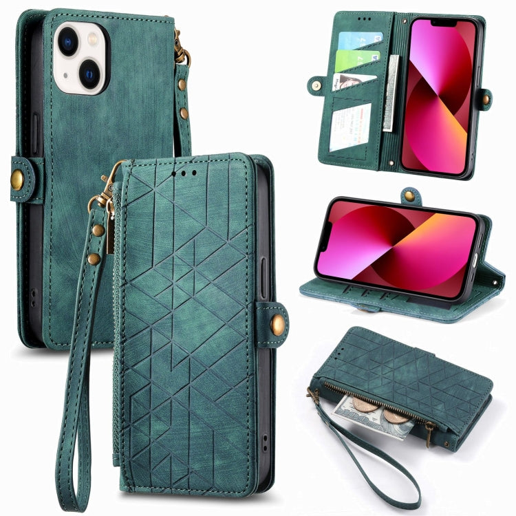 Geometric Zipper Wallet Side Buckle Leather Phone Case, For iPhone 14 Pro Max, For iPhone 7 / 8 / SE 2022, For iPhone 13 Pro Max, For iPhone 13 Pro, For iPhone 13, For iPhone 12 / 12 Pro, For iPhone 12 Pro Max, For iPhone 11 Pro Max