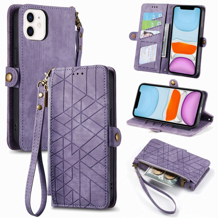 เคสโทรศัพท์หนังพร้อมซิปเรขาคณิตและหัวเข็มขัดข้าง สำหรับ iPhone 11, สำหรับ iPhone 11 Pro, สำหรับ iPhone X / XS, สำหรับ iPhone XR, สำหรับ iPhone XS Max, สำหรับ iPhone 7 Plus / 8 Plus, สำหรับ iPhone 6 Plus / 6s Plus, สำหรับ iPhone 6 / 6s