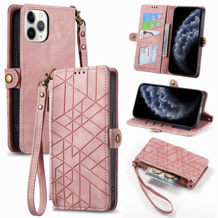 เคสโทรศัพท์หนังพร้อมซิปเรขาคณิตและหัวเข็มขัดข้าง สำหรับ iPhone 11, สำหรับ iPhone 11 Pro, สำหรับ iPhone X / XS, สำหรับ iPhone XR, สำหรับ iPhone XS Max, สำหรับ iPhone 7 Plus / 8 Plus, สำหรับ iPhone 6 Plus / 6s Plus, สำหรับ iPhone 6 / 6s