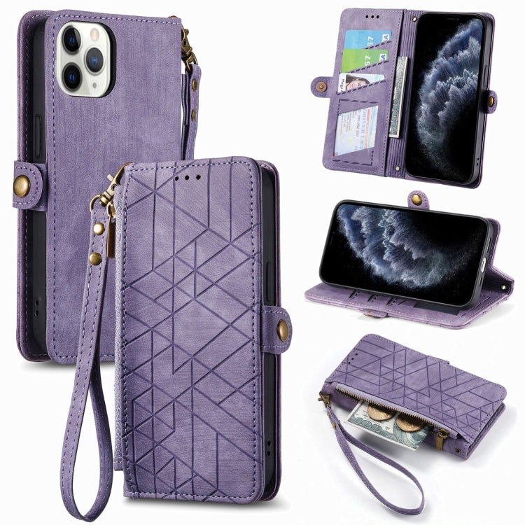 Geometric Zipper Wallet Side Buckle Leather Phone Case, For iPhone 14 Pro Max, For iPhone 7 / 8 / SE 2022, For iPhone 13 Pro Max, For iPhone 13 Pro, For iPhone 13, For iPhone 12 / 12 Pro, For iPhone 12 Pro Max, For iPhone 11 Pro Max