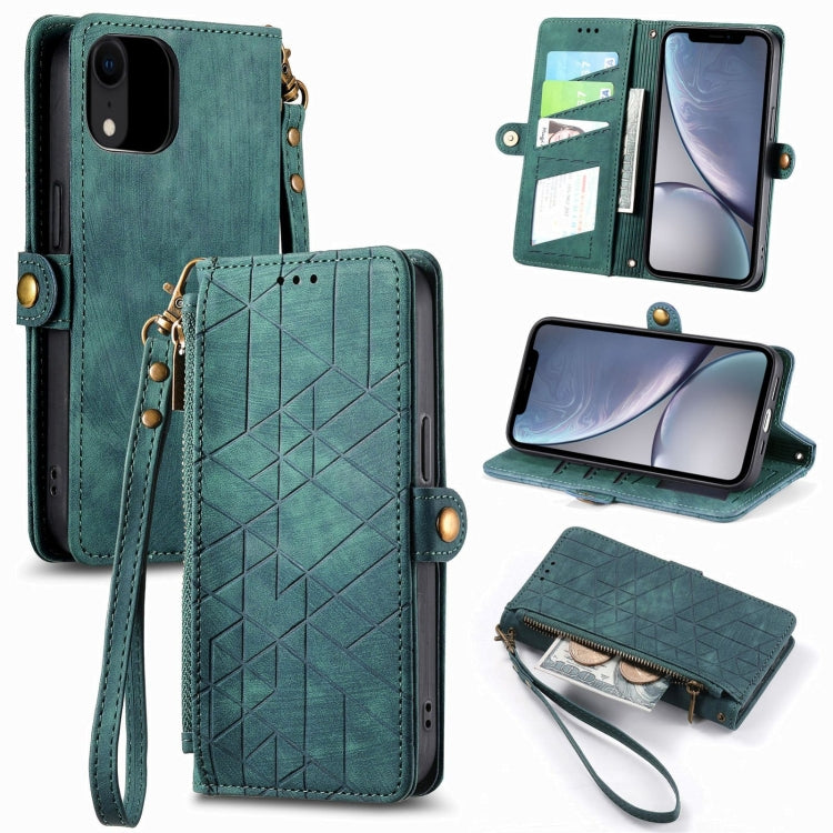 เคสโทรศัพท์หนังพร้อมซิปเรขาคณิตและหัวเข็มขัดข้าง สำหรับ iPhone 11, สำหรับ iPhone 11 Pro, สำหรับ iPhone X / XS, สำหรับ iPhone XR, สำหรับ iPhone XS Max, สำหรับ iPhone 7 Plus / 8 Plus, สำหรับ iPhone 6 Plus / 6s Plus, สำหรับ iPhone 6 / 6s