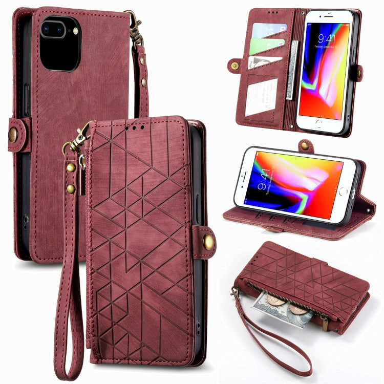 เคสโทรศัพท์หนังพร้อมซิปเรขาคณิตและหัวเข็มขัดข้าง สำหรับ iPhone 11, สำหรับ iPhone 11 Pro, สำหรับ iPhone X / XS, สำหรับ iPhone XR, สำหรับ iPhone XS Max, สำหรับ iPhone 7 Plus / 8 Plus, สำหรับ iPhone 6 Plus / 6s Plus, สำหรับ iPhone 6 / 6s