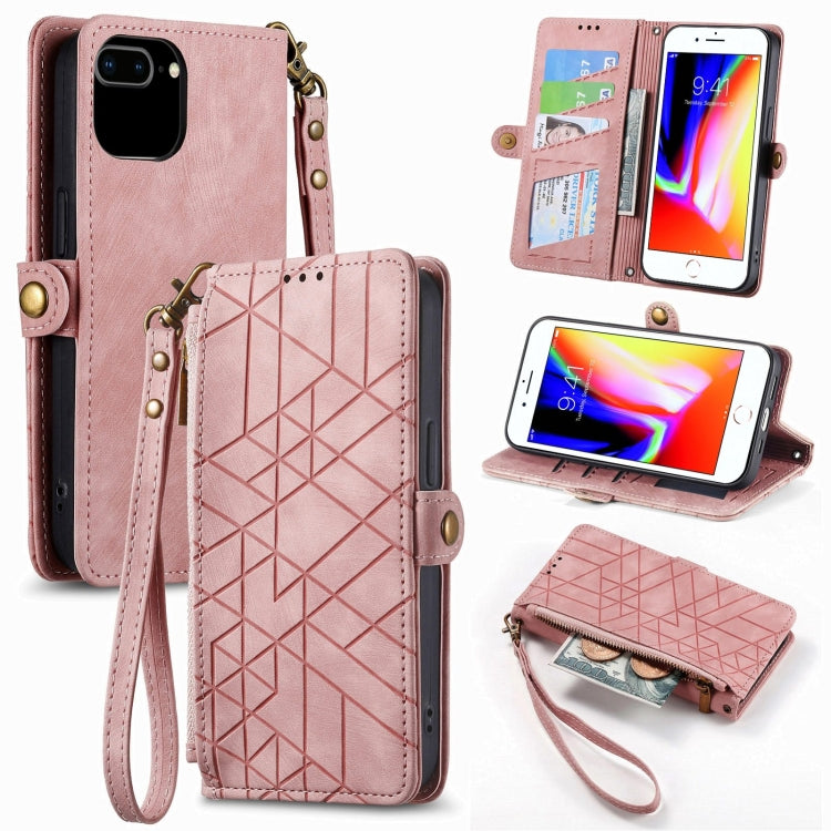 เคสโทรศัพท์หนังพร้อมซิปเรขาคณิตและหัวเข็มขัดข้าง สำหรับ iPhone 11, สำหรับ iPhone 11 Pro, สำหรับ iPhone X / XS, สำหรับ iPhone XR, สำหรับ iPhone XS Max, สำหรับ iPhone 7 Plus / 8 Plus, สำหรับ iPhone 6 Plus / 6s Plus, สำหรับ iPhone 6 / 6s