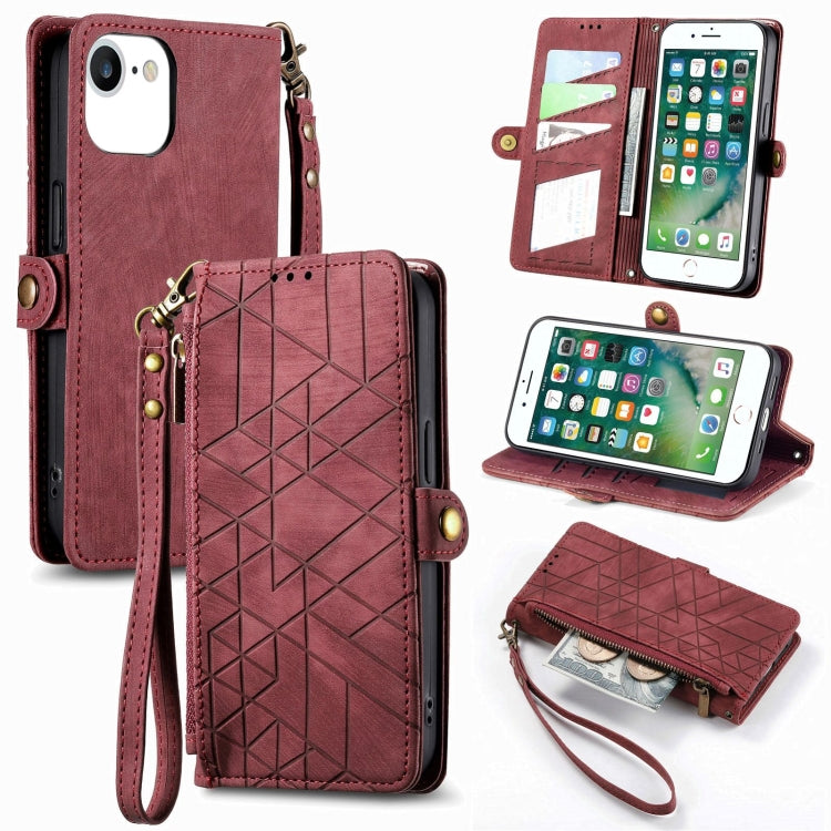 เคสโทรศัพท์หนังพร้อมซิปเรขาคณิตและหัวเข็มขัดข้าง สำหรับ iPhone 11, สำหรับ iPhone 11 Pro, สำหรับ iPhone X / XS, สำหรับ iPhone XR, สำหรับ iPhone XS Max, สำหรับ iPhone 7 Plus / 8 Plus, สำหรับ iPhone 6 Plus / 6s Plus, สำหรับ iPhone 6 / 6s