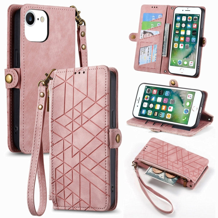 เคสโทรศัพท์หนังพร้อมซิปเรขาคณิตและหัวเข็มขัดข้าง สำหรับ iPhone 11, สำหรับ iPhone 11 Pro, สำหรับ iPhone X / XS, สำหรับ iPhone XR, สำหรับ iPhone XS Max, สำหรับ iPhone 7 Plus / 8 Plus, สำหรับ iPhone 6 Plus / 6s Plus, สำหรับ iPhone 6 / 6s