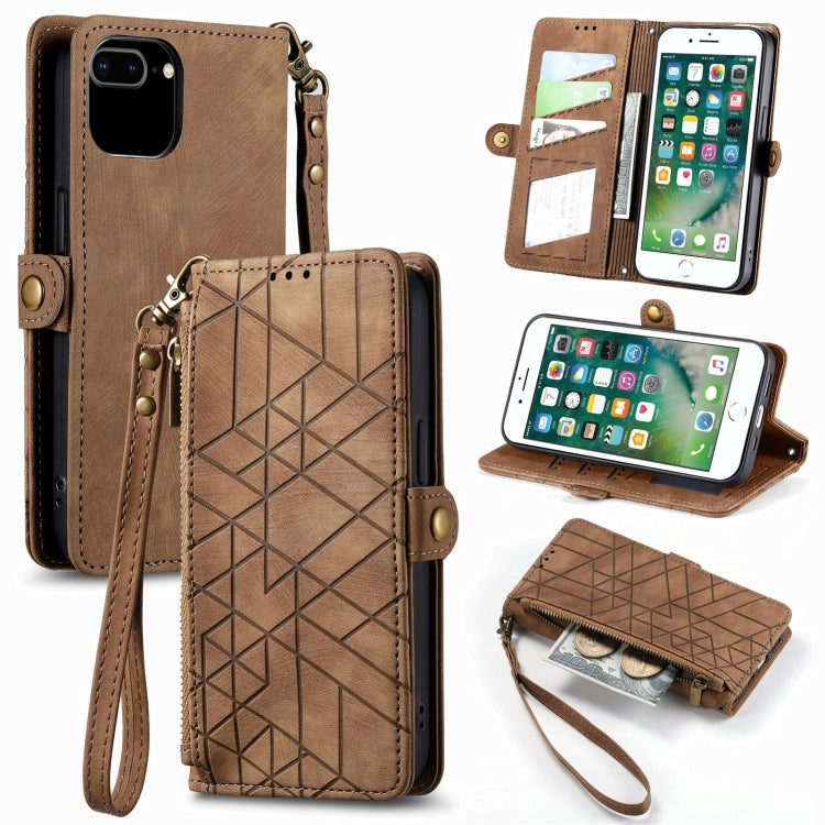 เคสโทรศัพท์หนังพร้อมซิปเรขาคณิตและหัวเข็มขัดข้าง สำหรับ iPhone 11, สำหรับ iPhone 11 Pro, สำหรับ iPhone X / XS, สำหรับ iPhone XR, สำหรับ iPhone XS Max, สำหรับ iPhone 7 Plus / 8 Plus, สำหรับ iPhone 6 Plus / 6s Plus, สำหรับ iPhone 6 / 6s