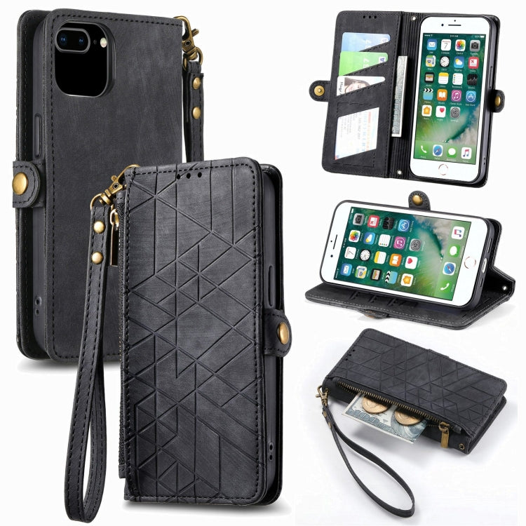 เคสโทรศัพท์หนังพร้อมซิปเรขาคณิตและหัวเข็มขัดข้าง สำหรับ iPhone 11, สำหรับ iPhone 11 Pro, สำหรับ iPhone X / XS, สำหรับ iPhone XR, สำหรับ iPhone XS Max, สำหรับ iPhone 7 Plus / 8 Plus, สำหรับ iPhone 6 Plus / 6s Plus, สำหรับ iPhone 6 / 6s