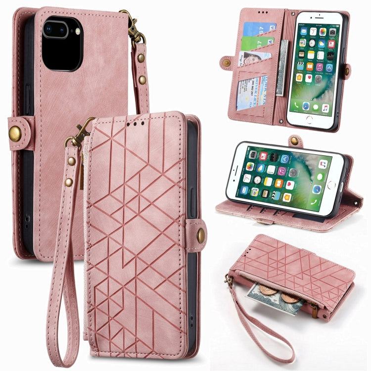 เคสโทรศัพท์หนังพร้อมซิปเรขาคณิตและหัวเข็มขัดข้าง สำหรับ iPhone 11, สำหรับ iPhone 11 Pro, สำหรับ iPhone X / XS, สำหรับ iPhone XR, สำหรับ iPhone XS Max, สำหรับ iPhone 7 Plus / 8 Plus, สำหรับ iPhone 6 Plus / 6s Plus, สำหรับ iPhone 6 / 6s